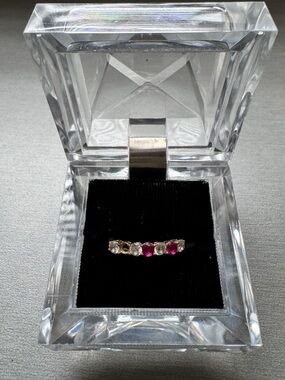 10K Gold Ruby & Diamond Band Ring | Classic Half Eternity | Repairable